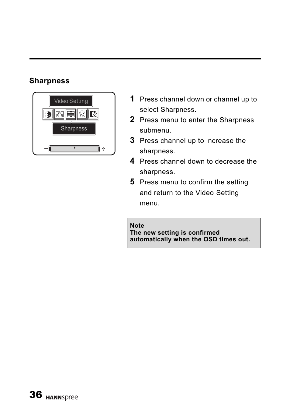 Sharpness | HANNspree Liquid Crystal Display Television User Manual | Page 37 / 63