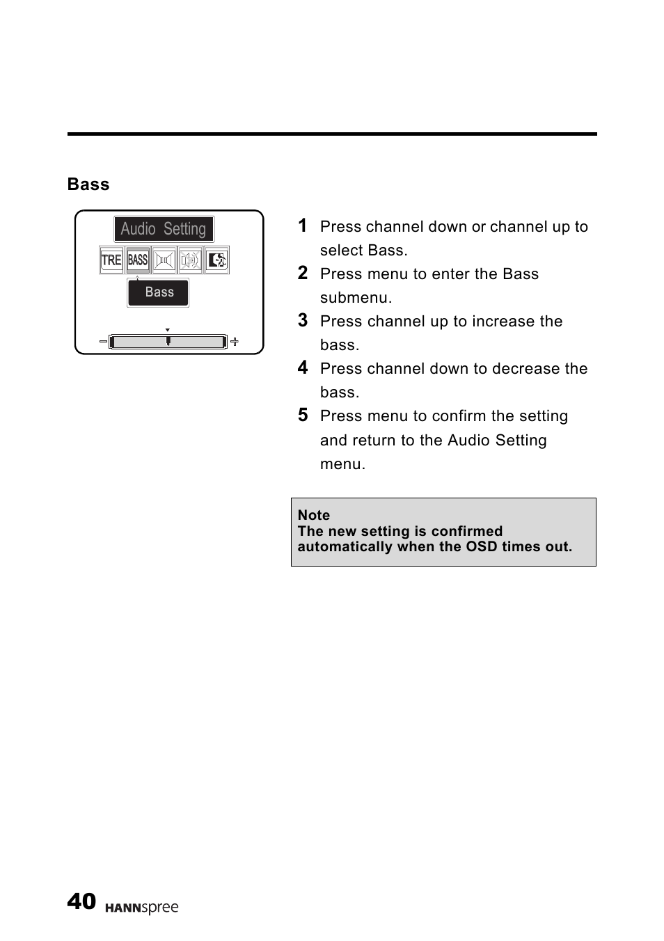 Bass | HANNspree Liquid Crystal Display Television User Manual | Page 41 / 63