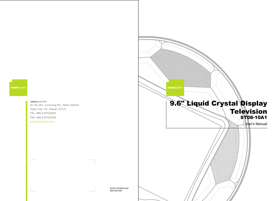 HANNspree 9.6" LIQUID CRYSTAL DISPLAY ST08-10A1 User Manual | 56 pages