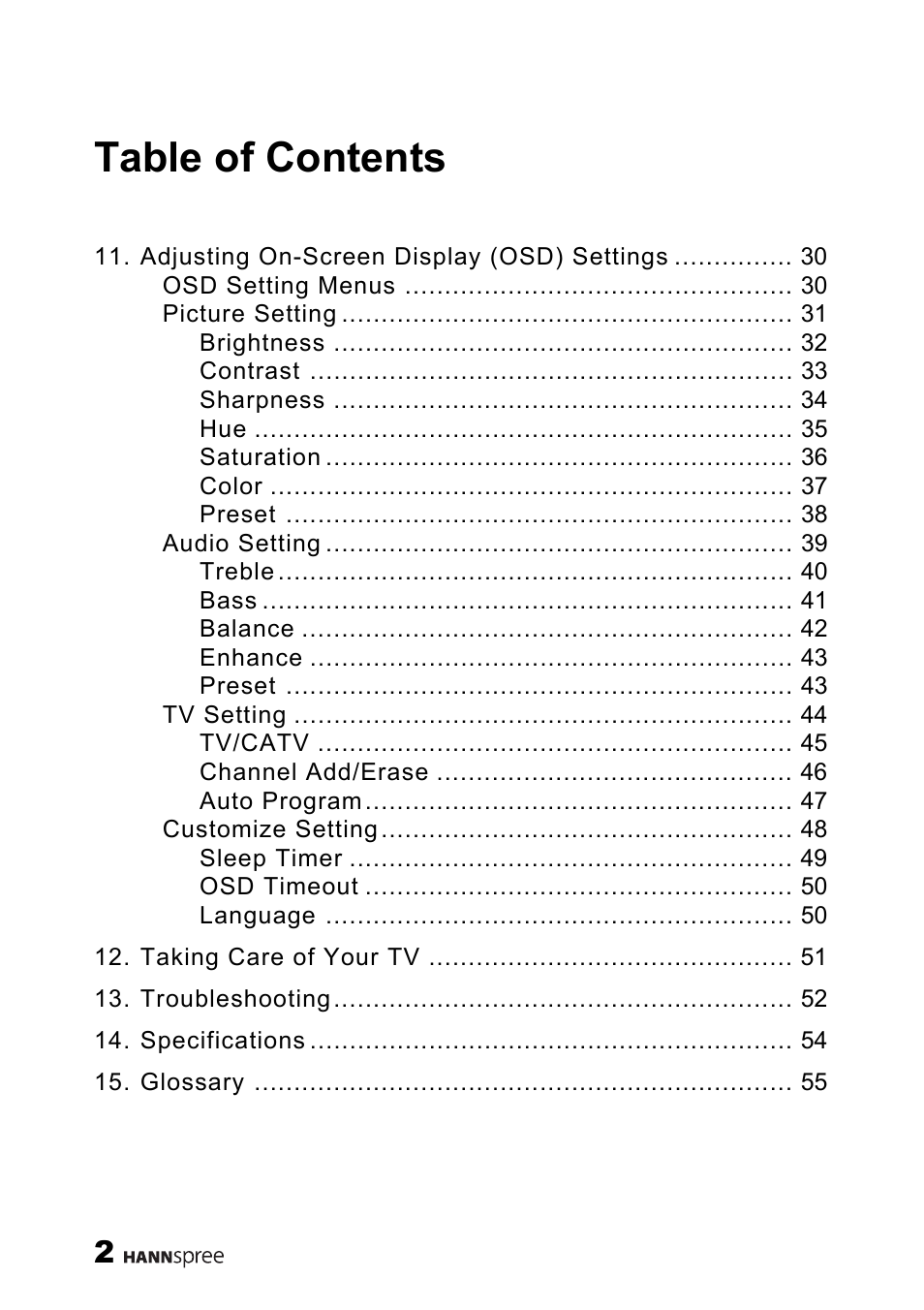 HANNspree 9.6" LIQUID CRYSTAL DISPLAY ST08-10A1 User Manual | Page 3 / 56