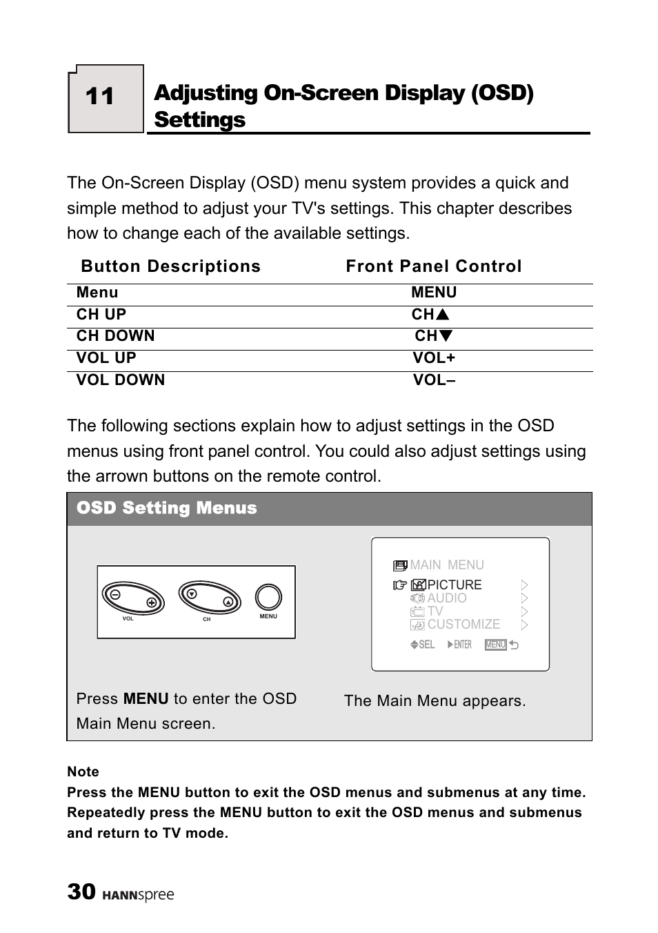 Adjusting on-screen display (osd) settings | HANNspree 9.6" LIQUID CRYSTAL DISPLAY ST08-10A1 User Manual | Page 31 / 56