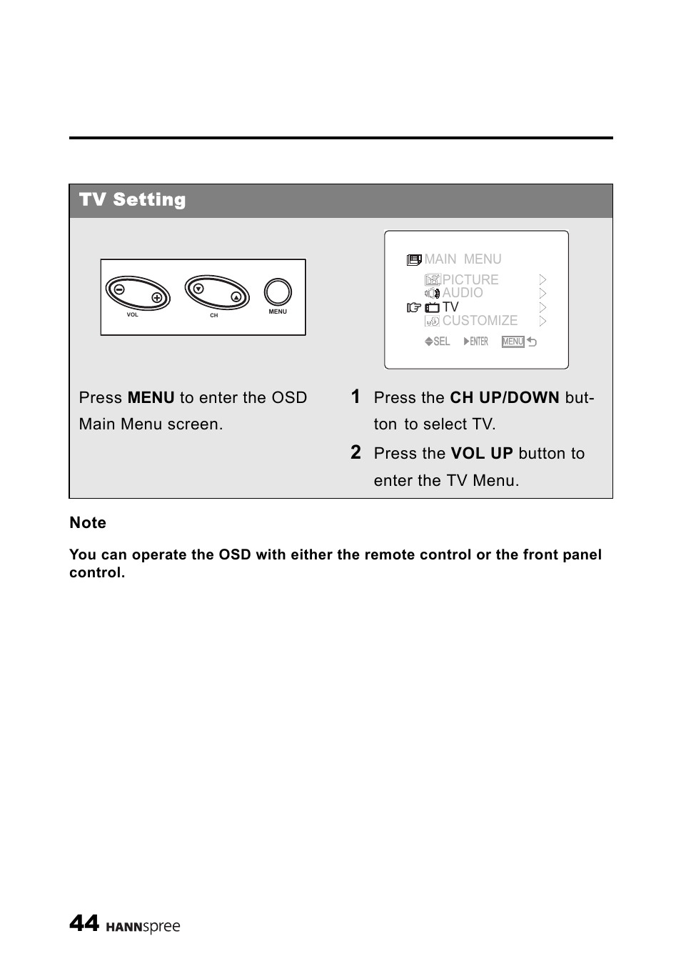 Tv setting | HANNspree 9.6" LIQUID CRYSTAL DISPLAY ST08-10A1 User Manual | Page 45 / 56