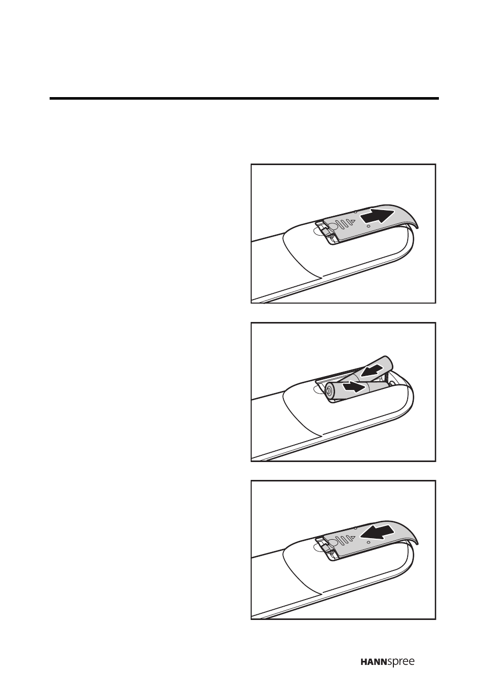 5 inserting the remote control batteries, Inserting the remote control batteries | HANNspree LT16-26U1-000 User Manual | Page 24 / 101