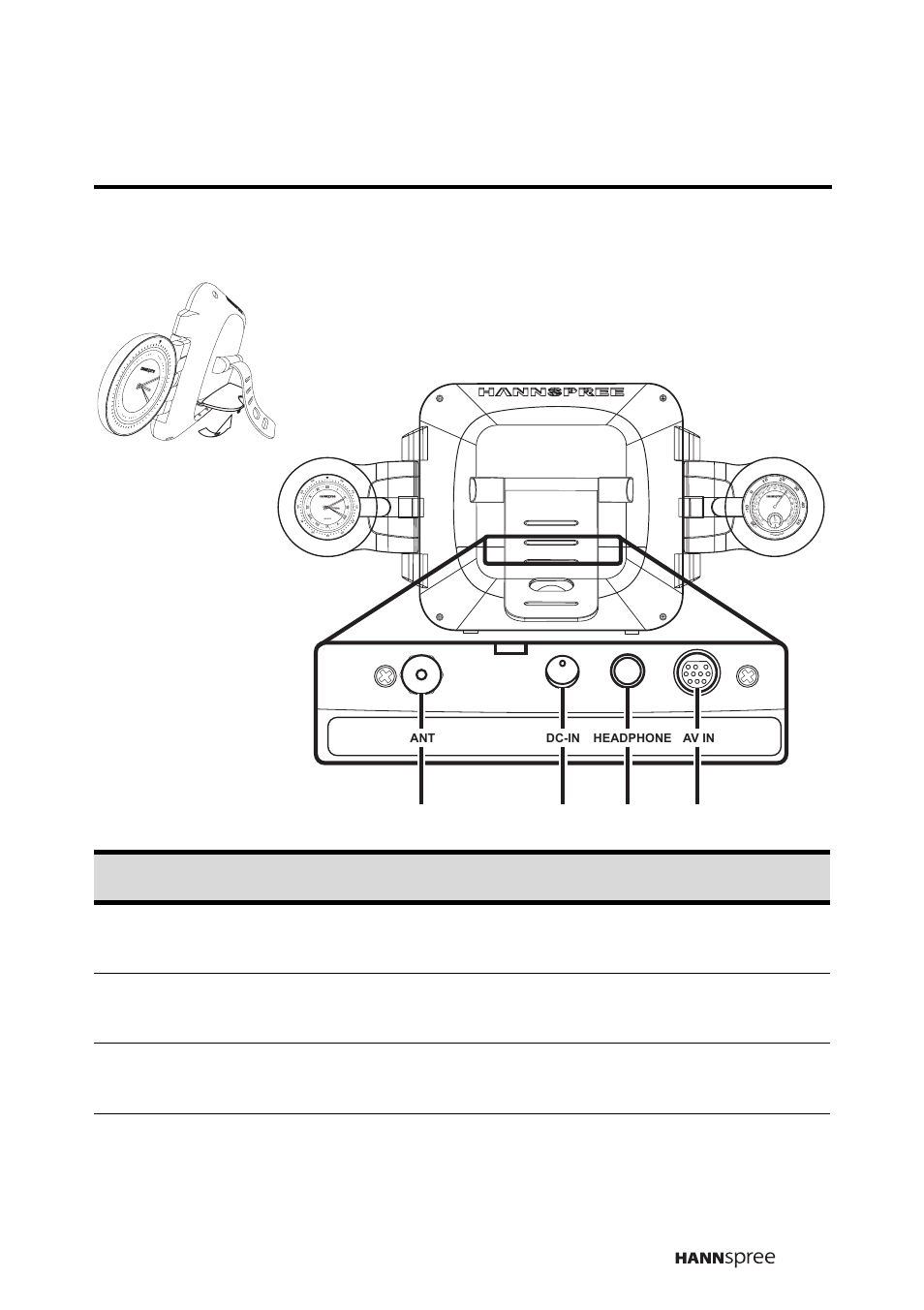 Input and output ports, Open the cover before connect- ing the cable, Description function | HANNspree F651-12A1 User Manual | Page 20 / 62