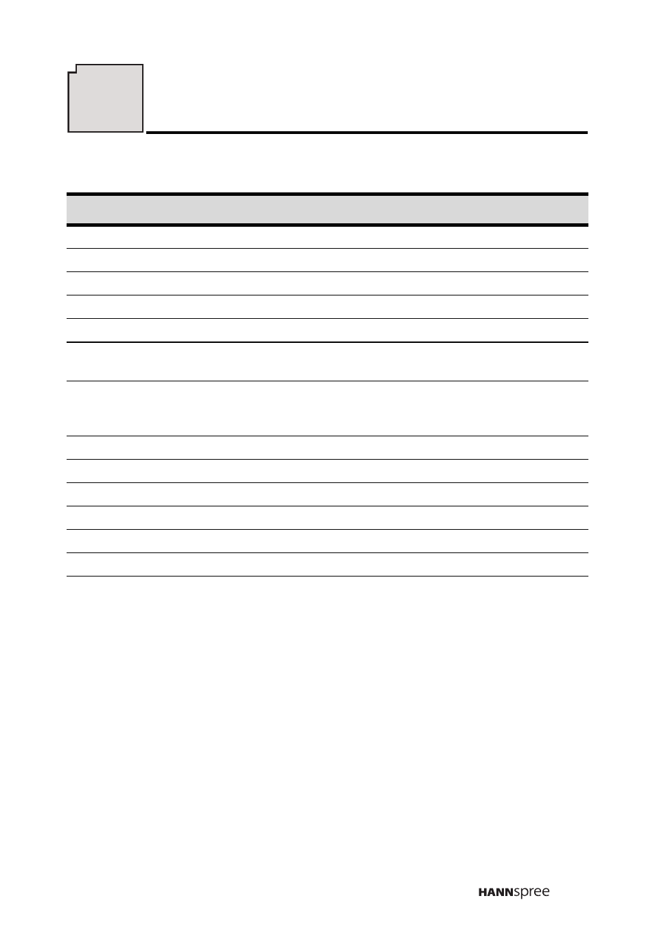 Specifications | HANNspree F651-12A1 User Manual | Page 60 / 62
