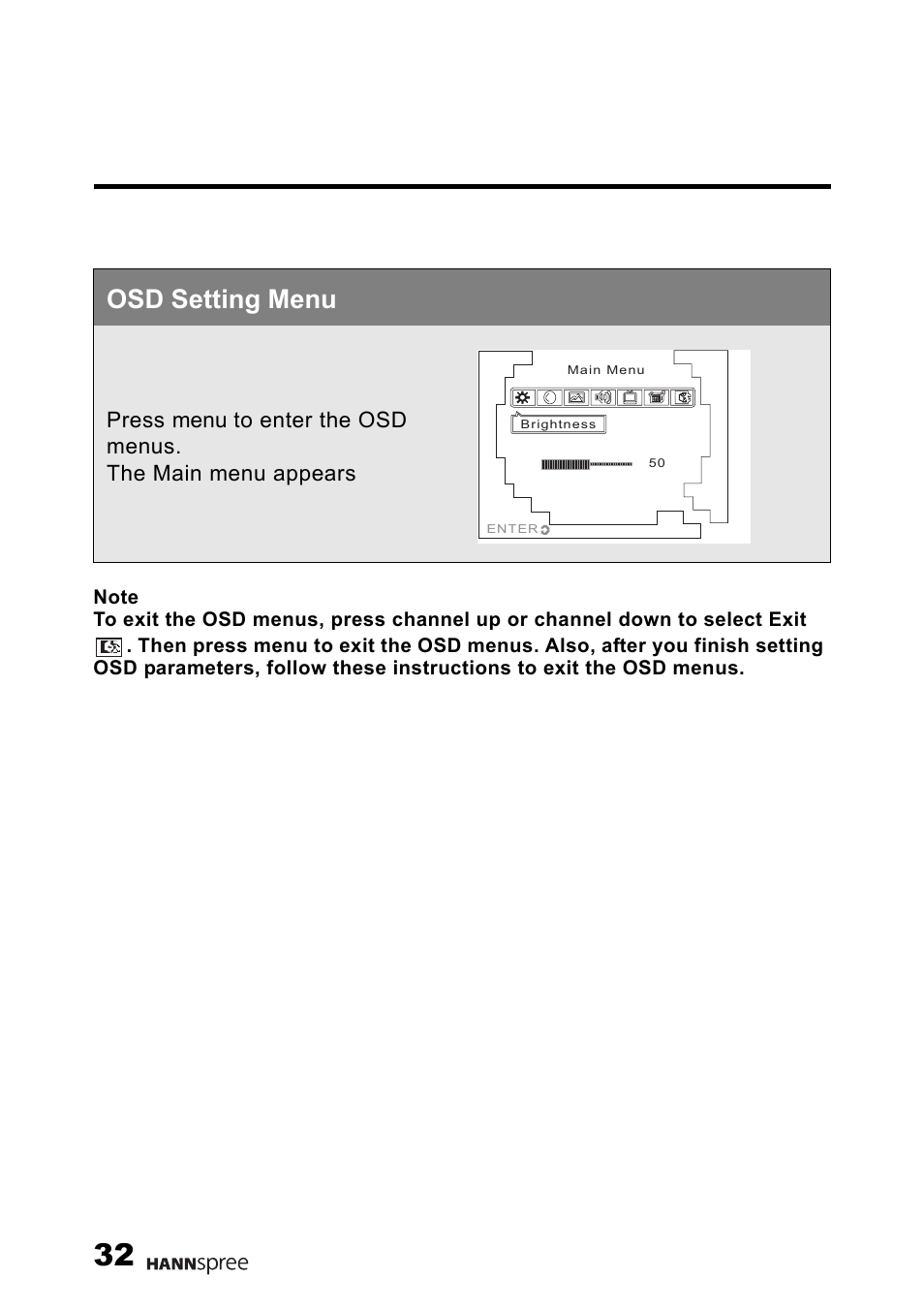 Osd setting menu | HANNspree F651-12U1-000 User Manual | Page 33 / 63