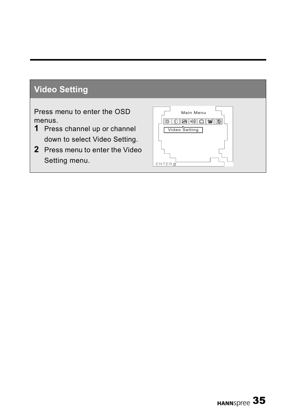 Video setting | HANNspree F651-12U1-000 User Manual | Page 36 / 63