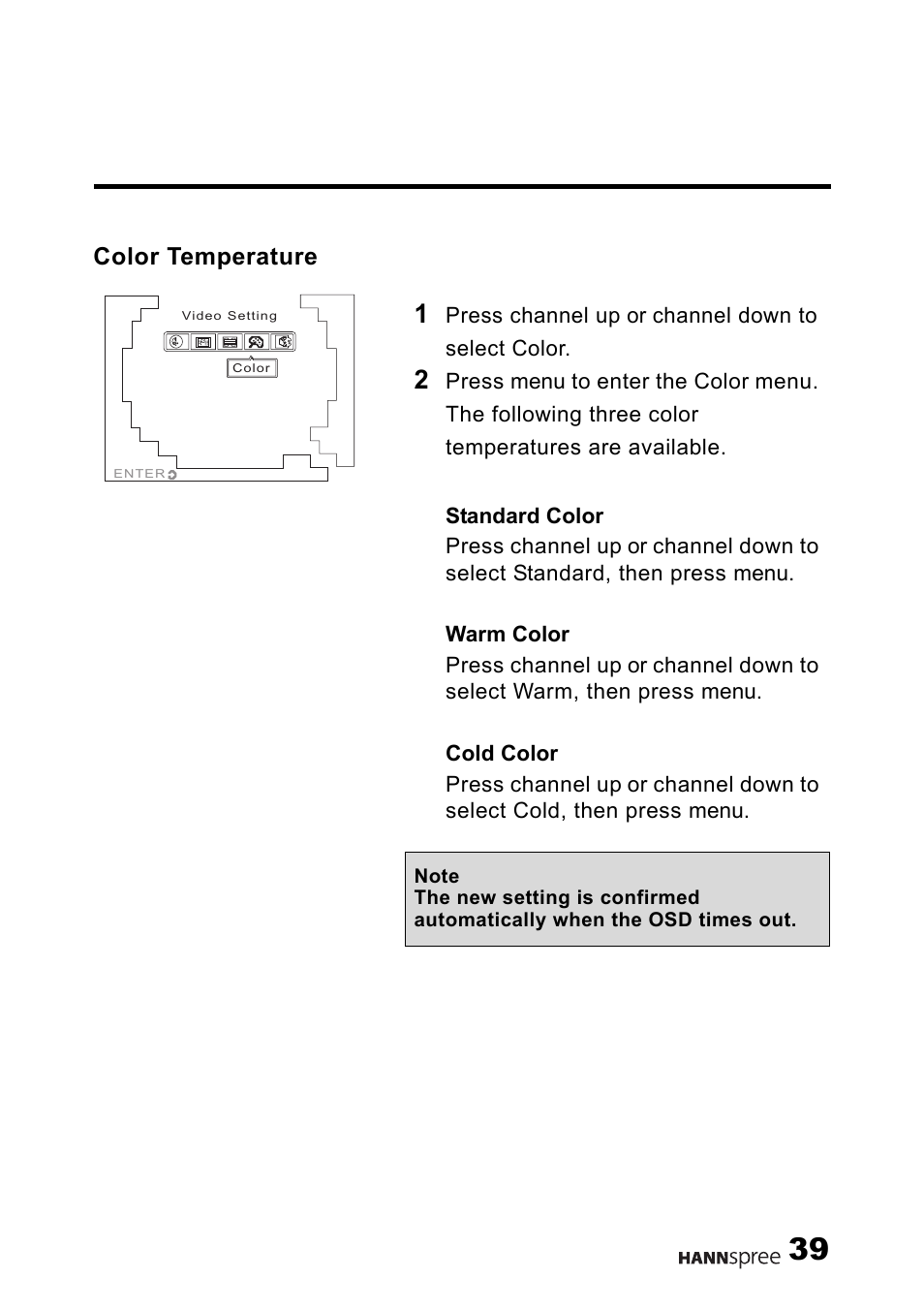 Color temperature | HANNspree F651-12U1-000 User Manual | Page 40 / 63