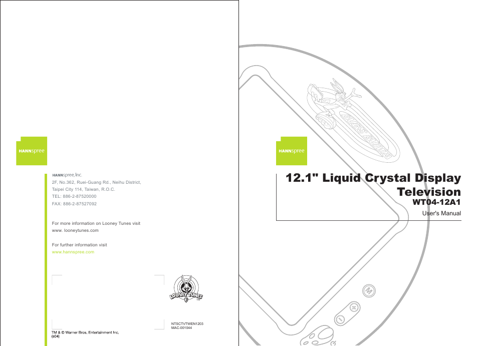 HANNspree LIQUID CRYSTAL DISPLAY WT04-12A1 User Manual | 60 pages