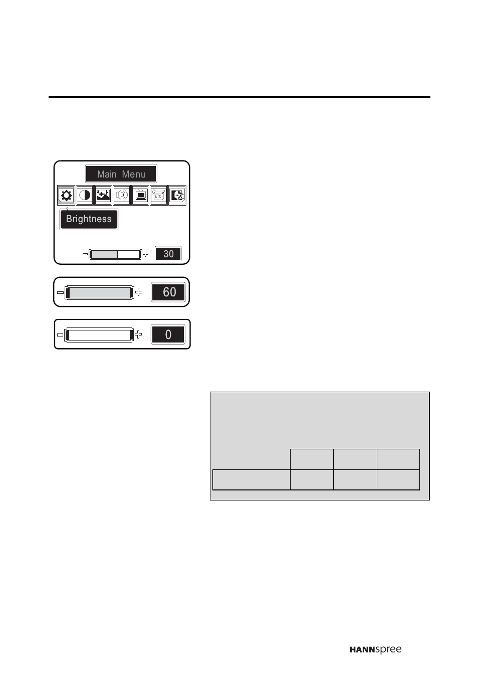 Brightness | HANNspree LIQUID CRYSTAL DISPLAY WT04-12A1 User Manual | Page 30 / 60