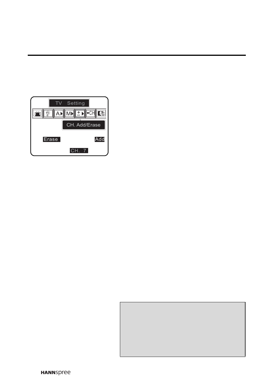 Channel add/erase | HANNspree LIQUID CRYSTAL DISPLAY WT04-12A1 User Manual | Page 47 / 60