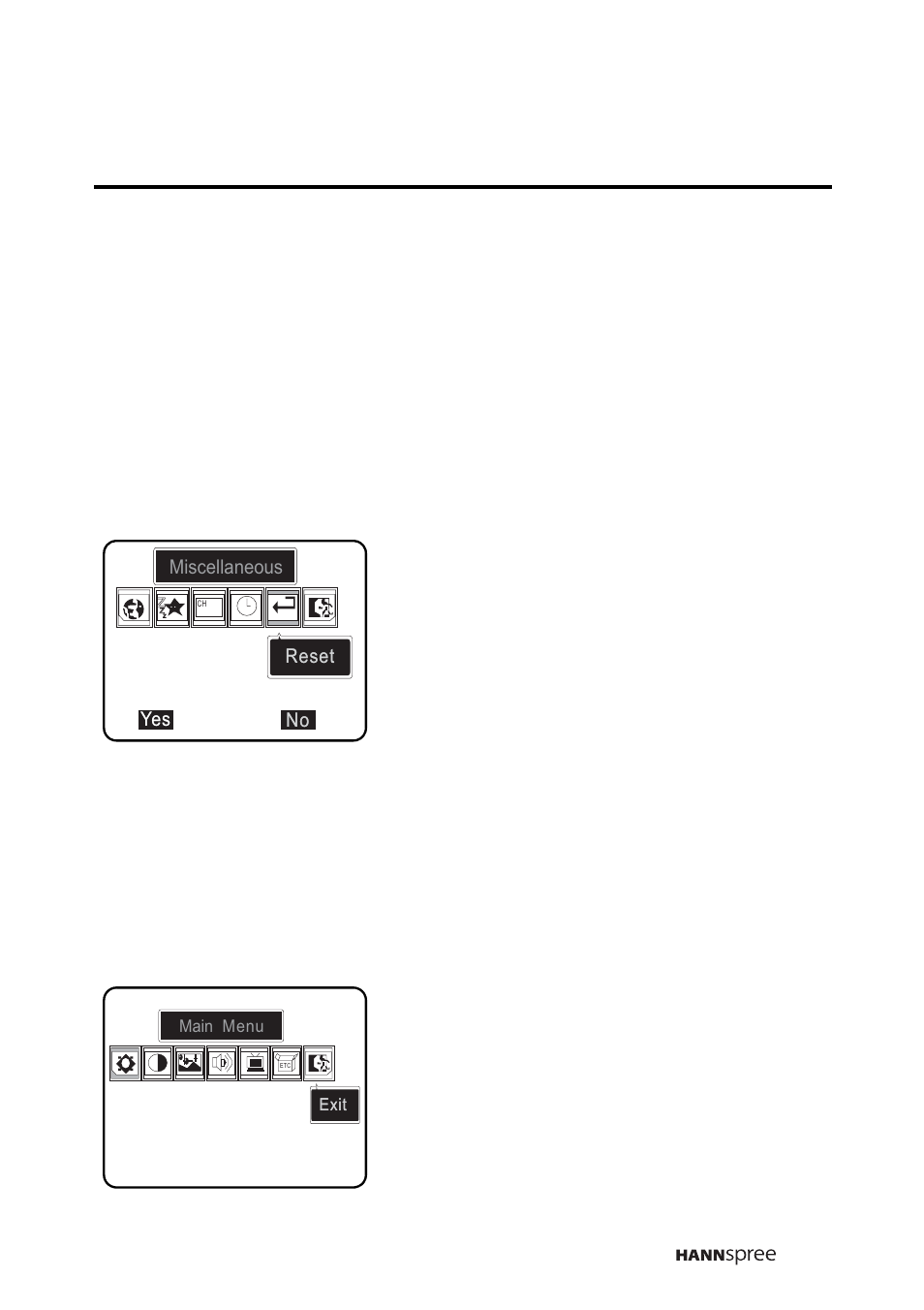 Reset, Exit, Reset exit | HANNspree LIQUID CRYSTAL DISPLAY WT04-12A1 User Manual | Page 54 / 60