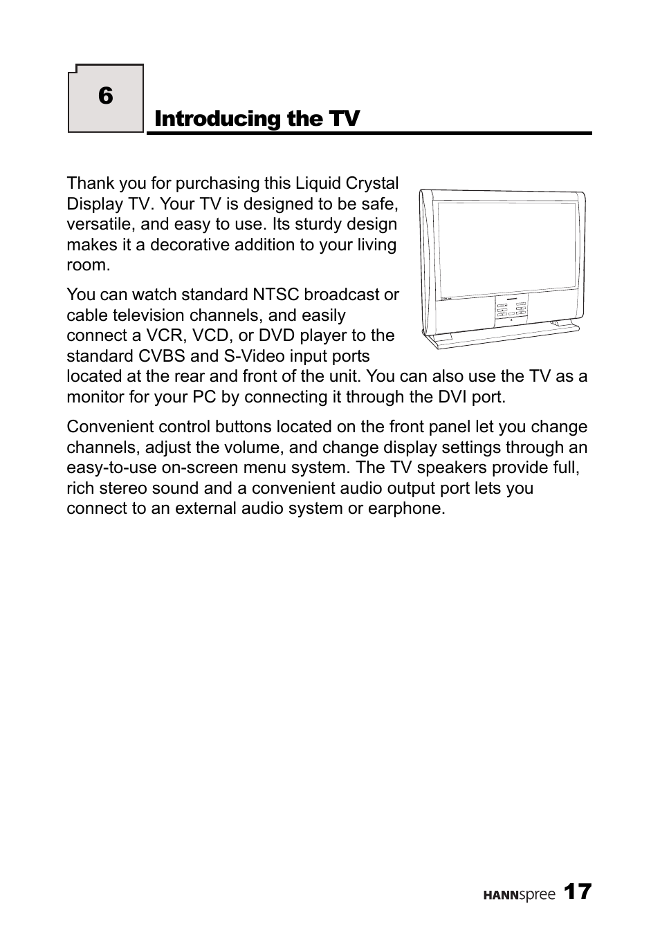 Introducing the tv | HANNspree LT13-23A1 User Manual | Page 18 / 81