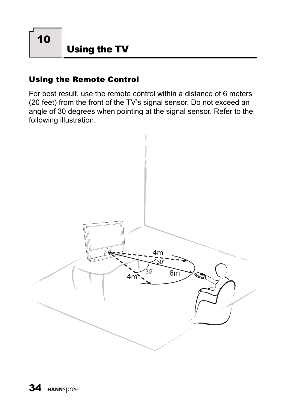 Using the remote control, Using the tv, 4m 6m | HANNspree LT13-23A1 User Manual | Page 35 / 81