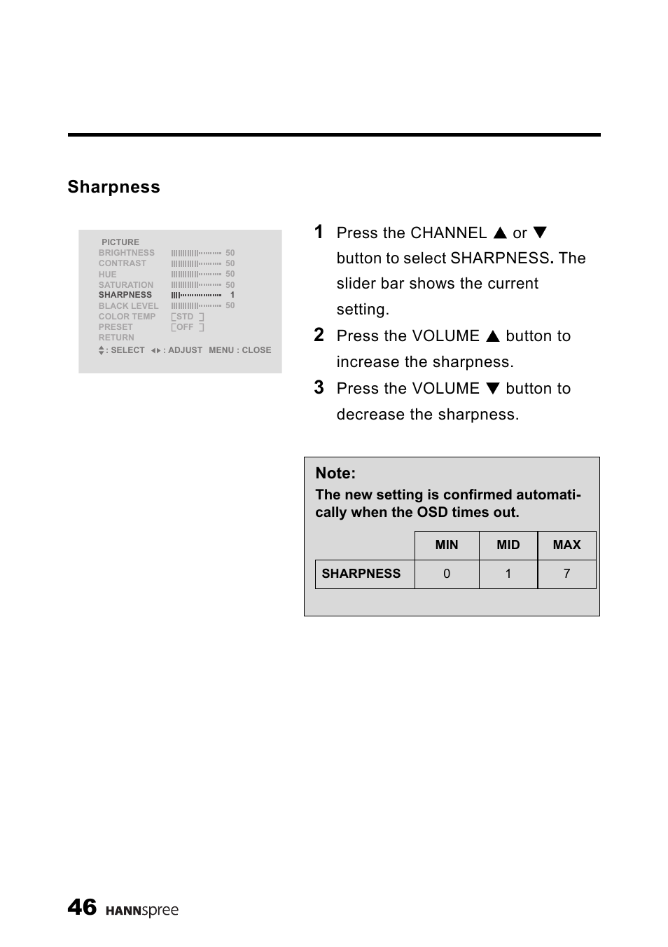 Sharpness | HANNspree LT13-23A1 User Manual | Page 47 / 81