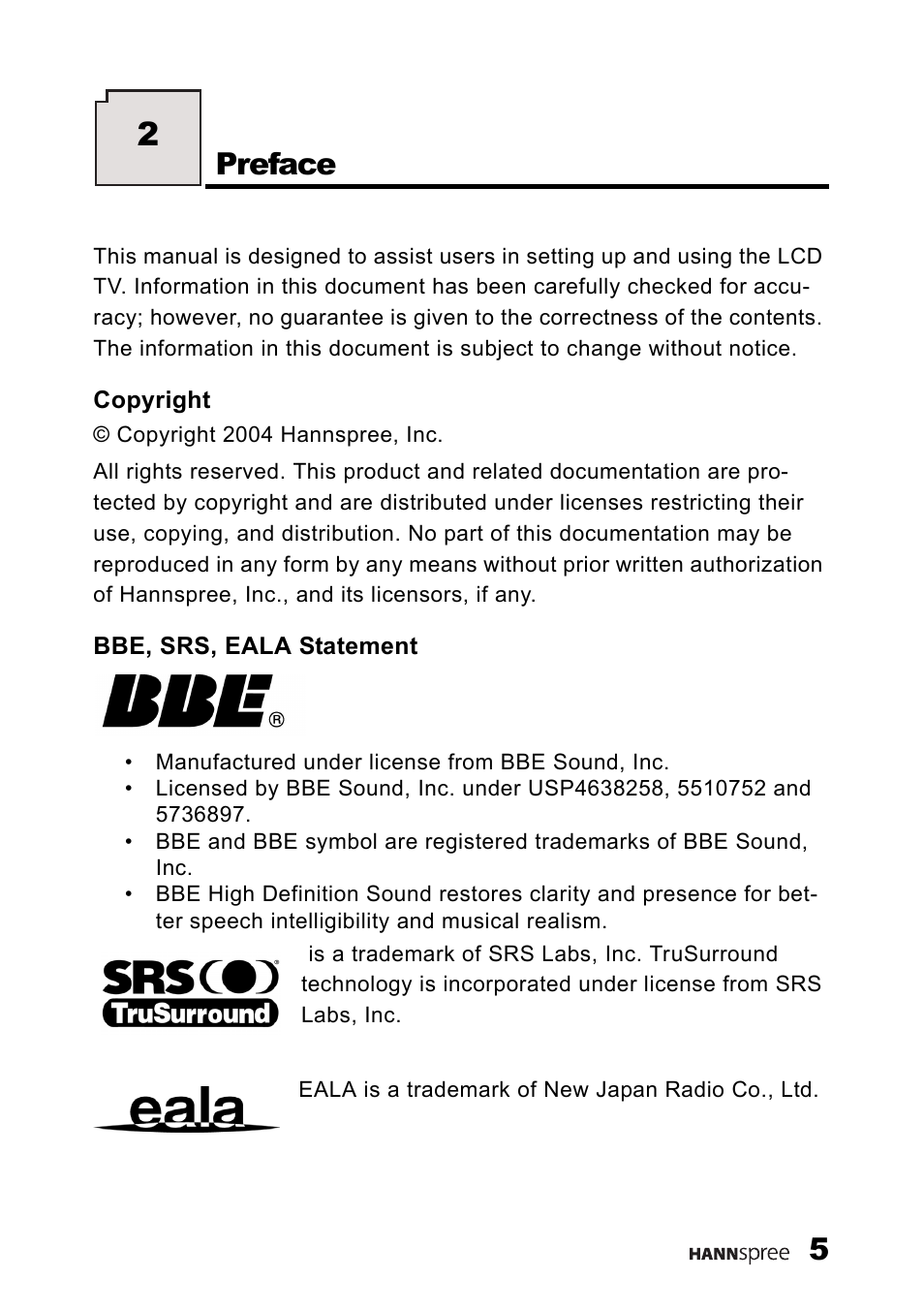 Preface | HANNspree LT13-23A1 User Manual | Page 6 / 81