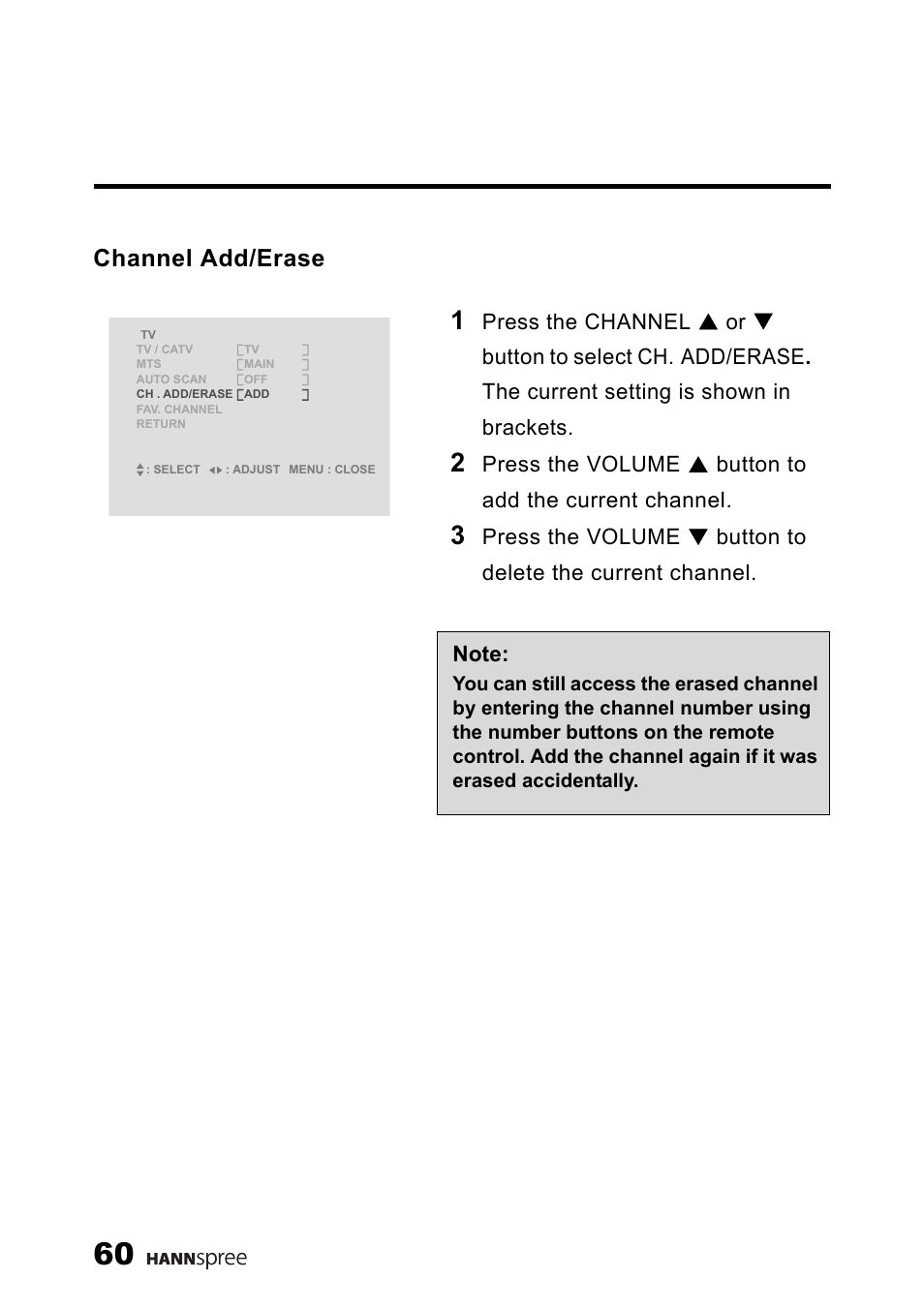 Channel add/erase | HANNspree LT13-23A1 User Manual | Page 61 / 81