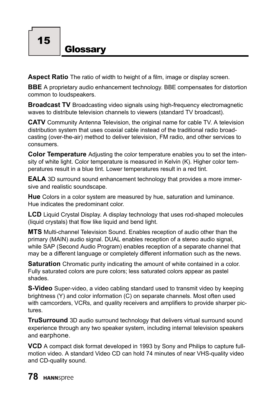 Glossary | HANNspree LT13-23A1 User Manual | Page 79 / 81