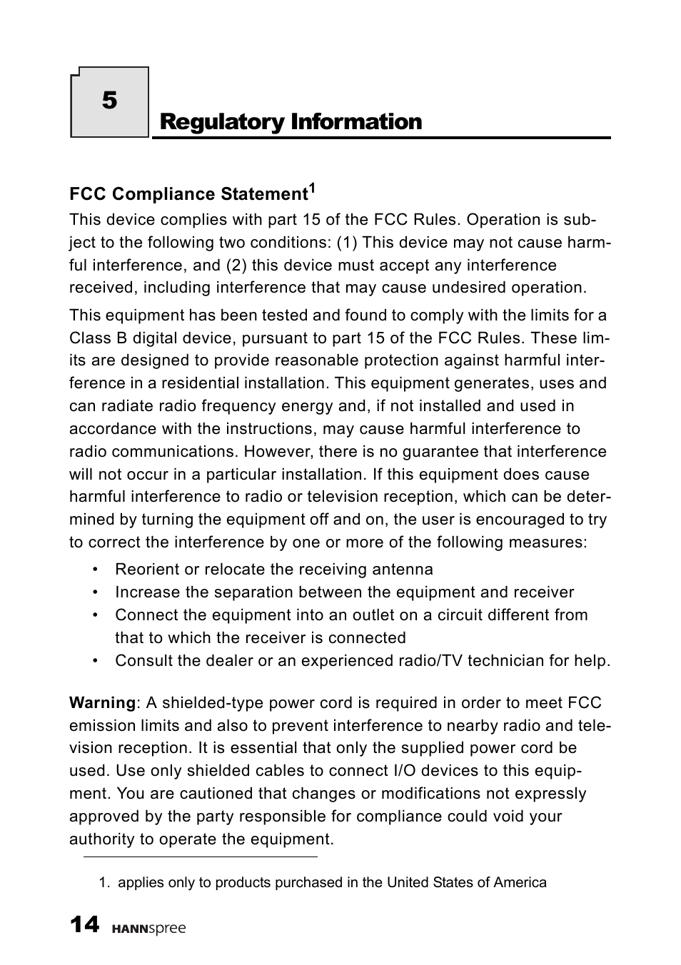 Regulatory information | HANNspree DT06-10A1 User Manual | Page 15 / 59