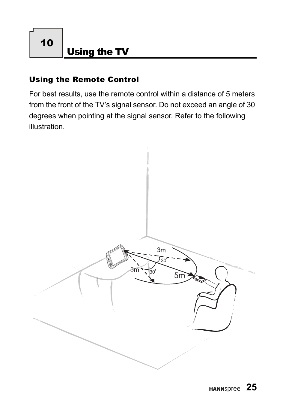 Using the remote control, Using the tv, Using the tv 10 | HANNspree DT06-10A1 User Manual | Page 26 / 59