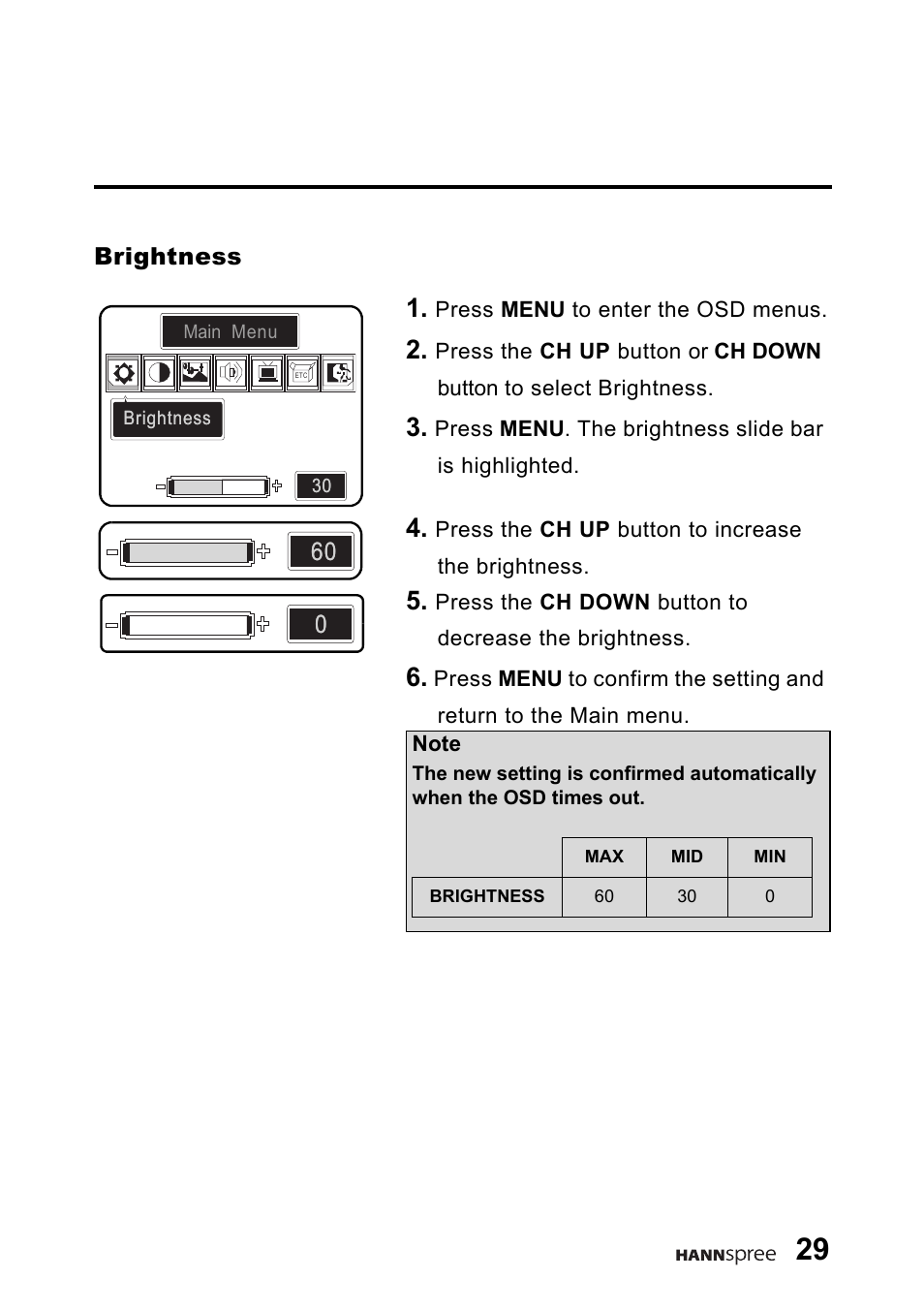 Brightness | HANNspree DT06-10A1 User Manual | Page 30 / 59