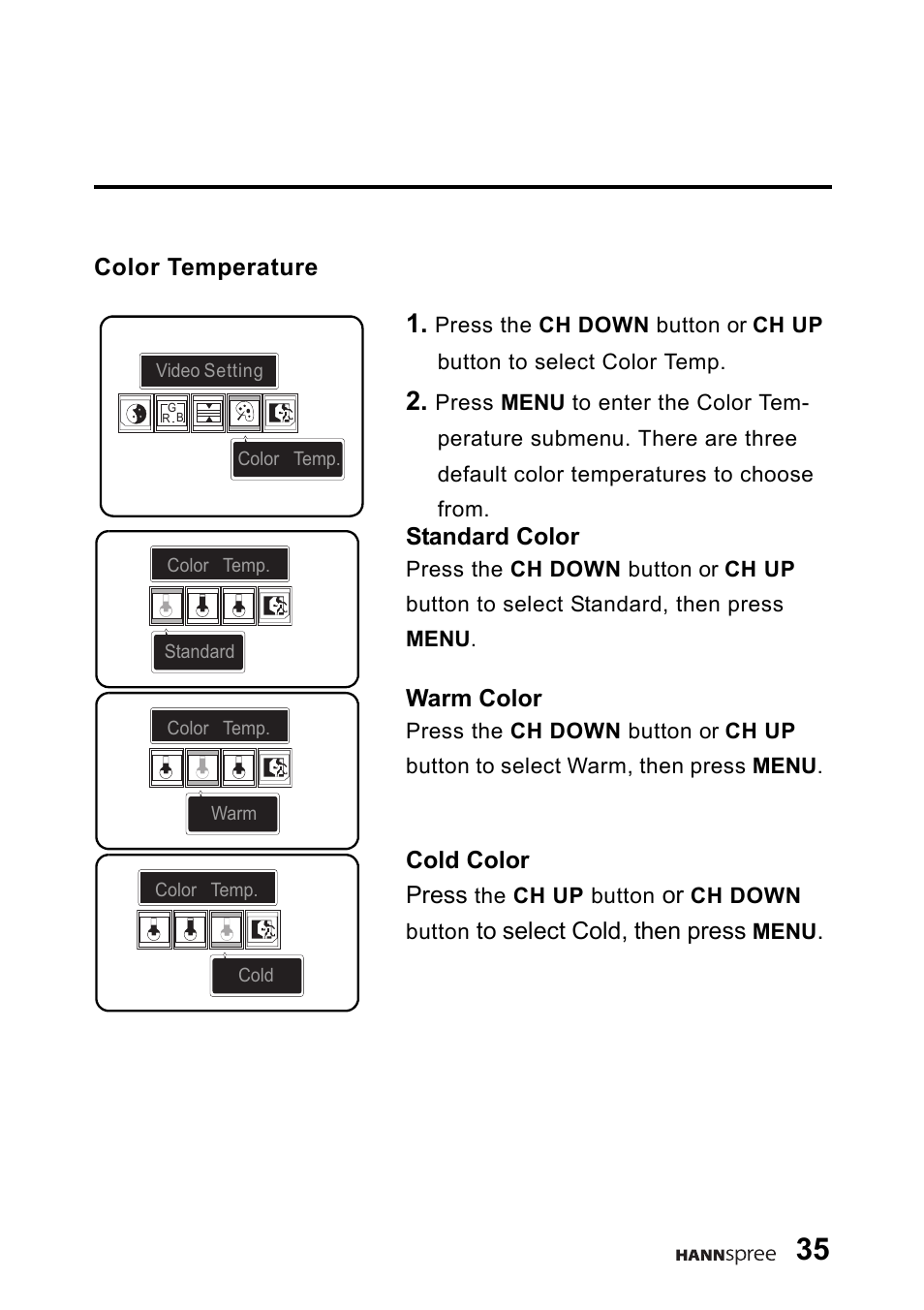 Color temperature | HANNspree DT06-10A1 User Manual | Page 36 / 59
