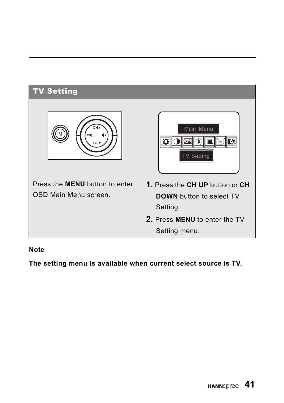 Tv setting | HANNspree DT06-10A1 User Manual | Page 42 / 59