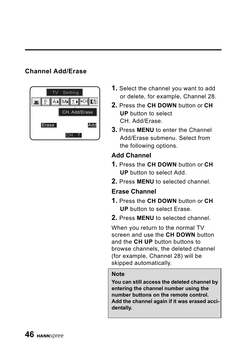 Channel add/erase | HANNspree DT06-10A1 User Manual | Page 47 / 59