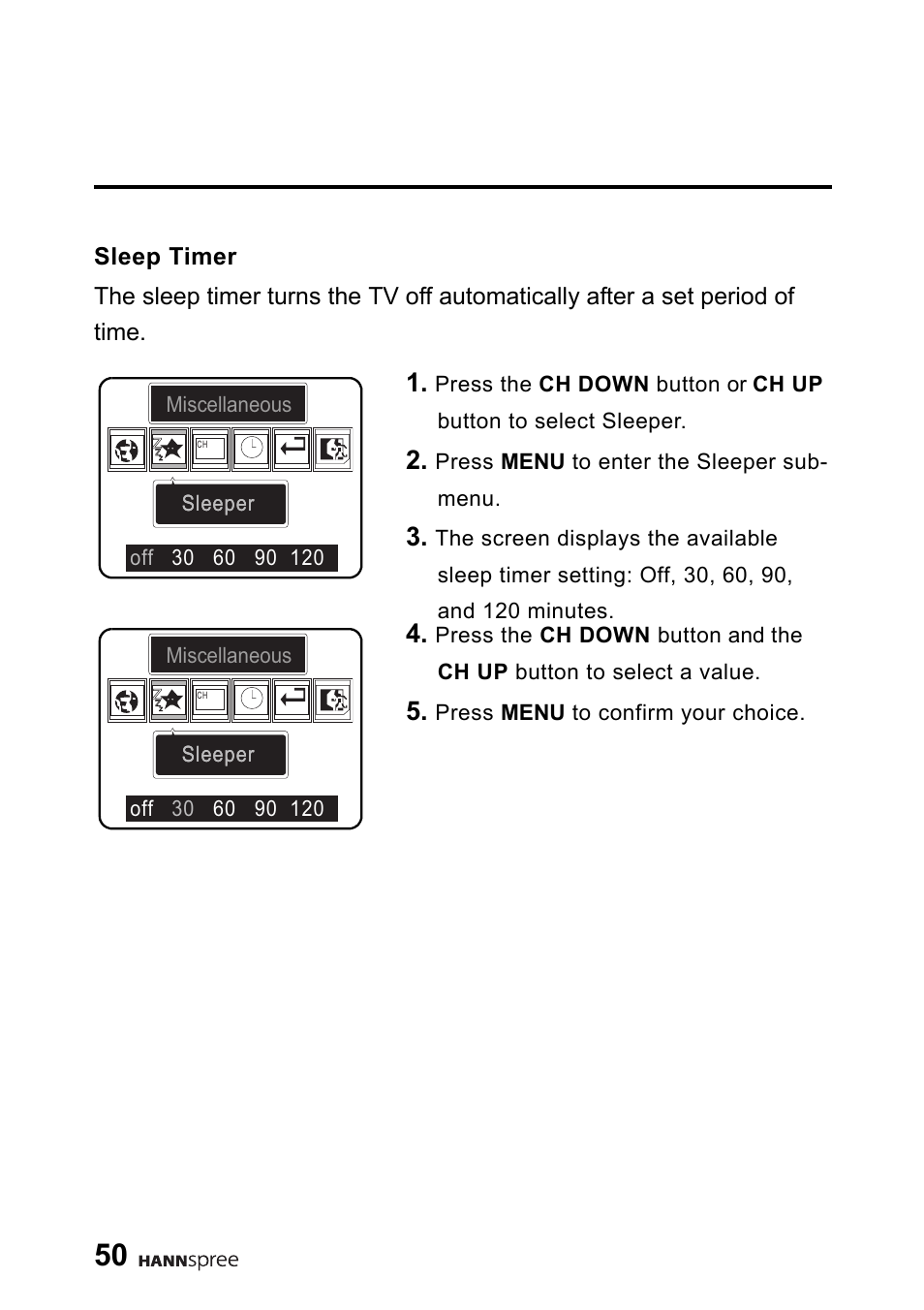 Sleep timer | HANNspree DT06-10A1 User Manual | Page 51 / 59