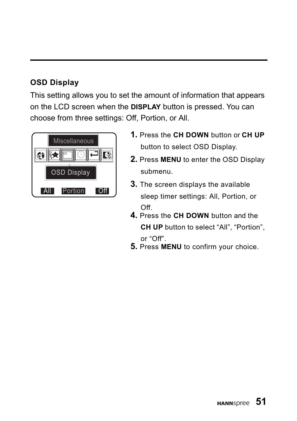 Osd display | HANNspree DT06-10A1 User Manual | Page 52 / 59