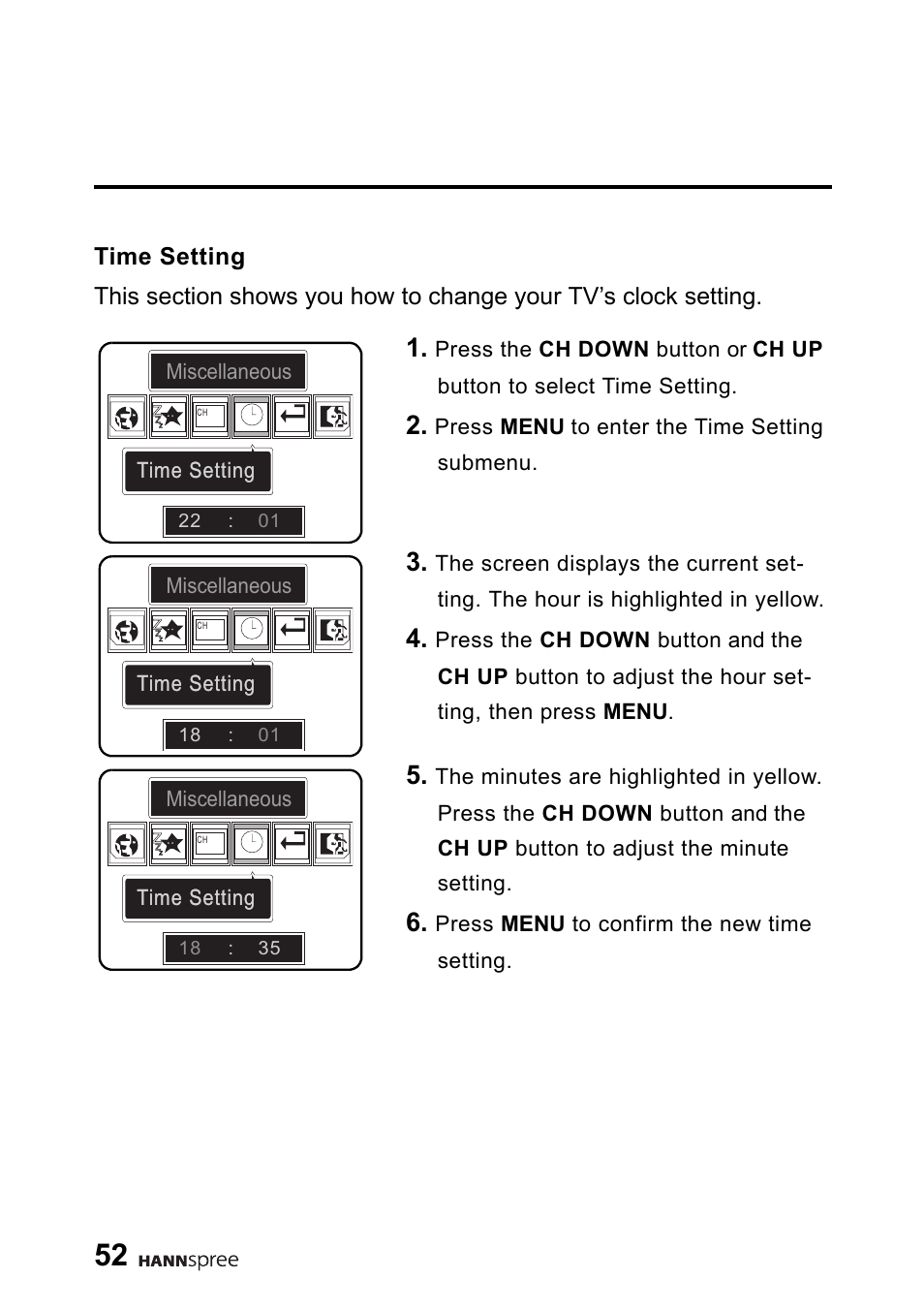 Time setting | HANNspree DT06-10A1 User Manual | Page 53 / 59