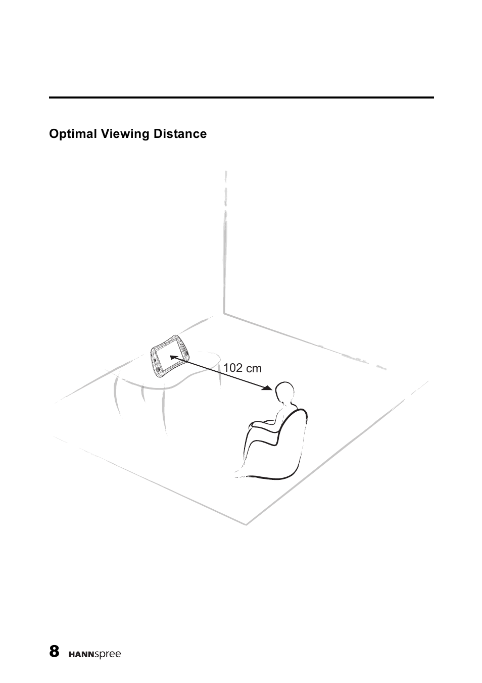 Optimal viewing distance, 102 cm | HANNspree DT06-10A1 User Manual | Page 9 / 59