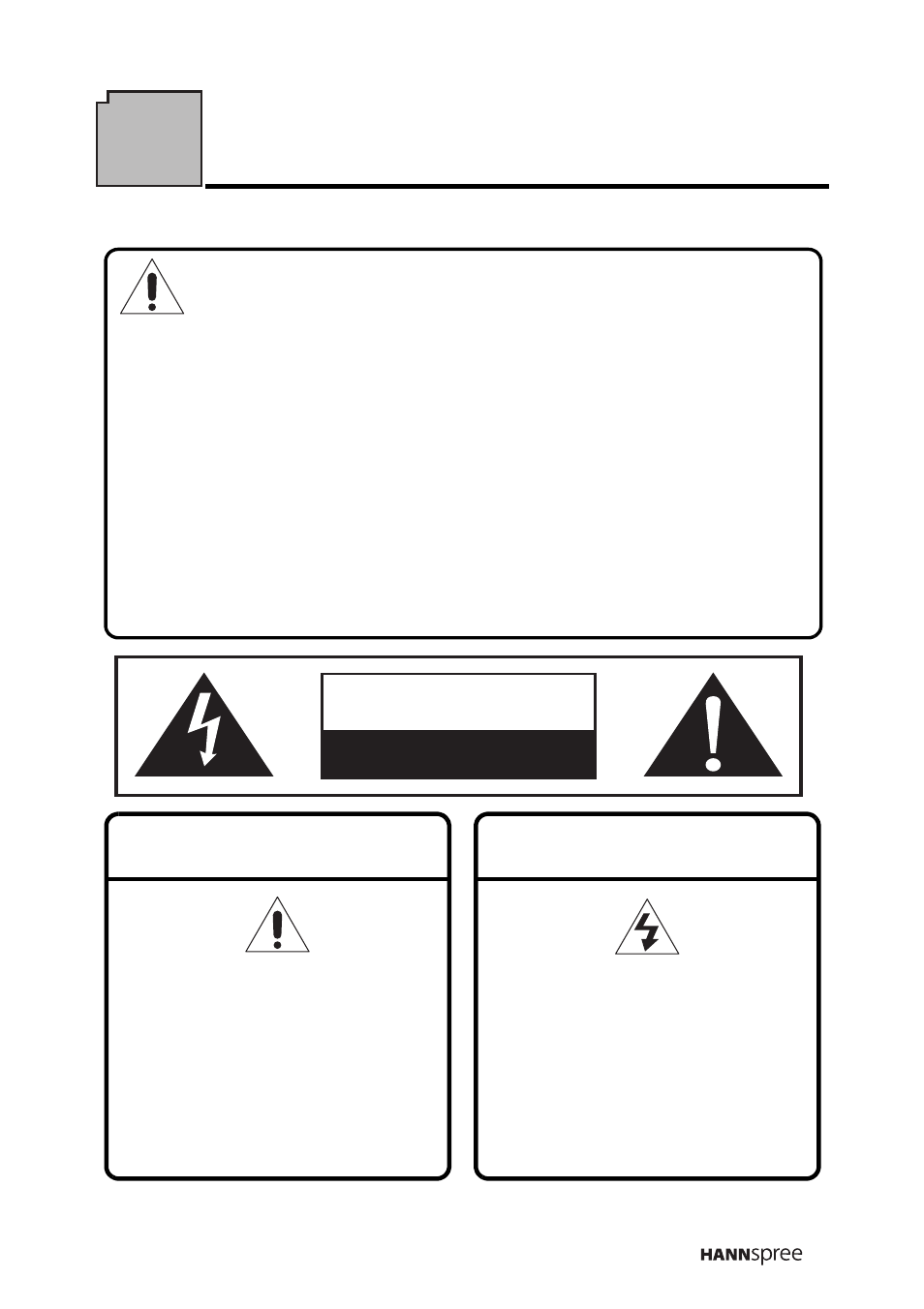 Description of warning symbols, Caution, Warning | 5description of warning symbols | HANNspree MAK-000050 User Manual | Page 6 / 101