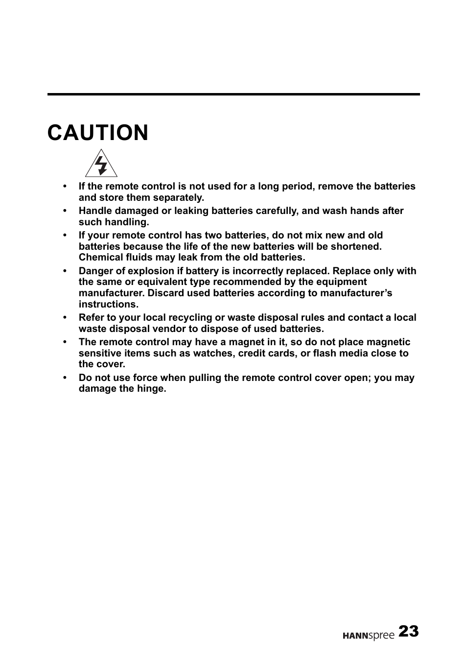 Caution | HANNspree LT0B-15U1-000 User Manual | Page 24 / 85