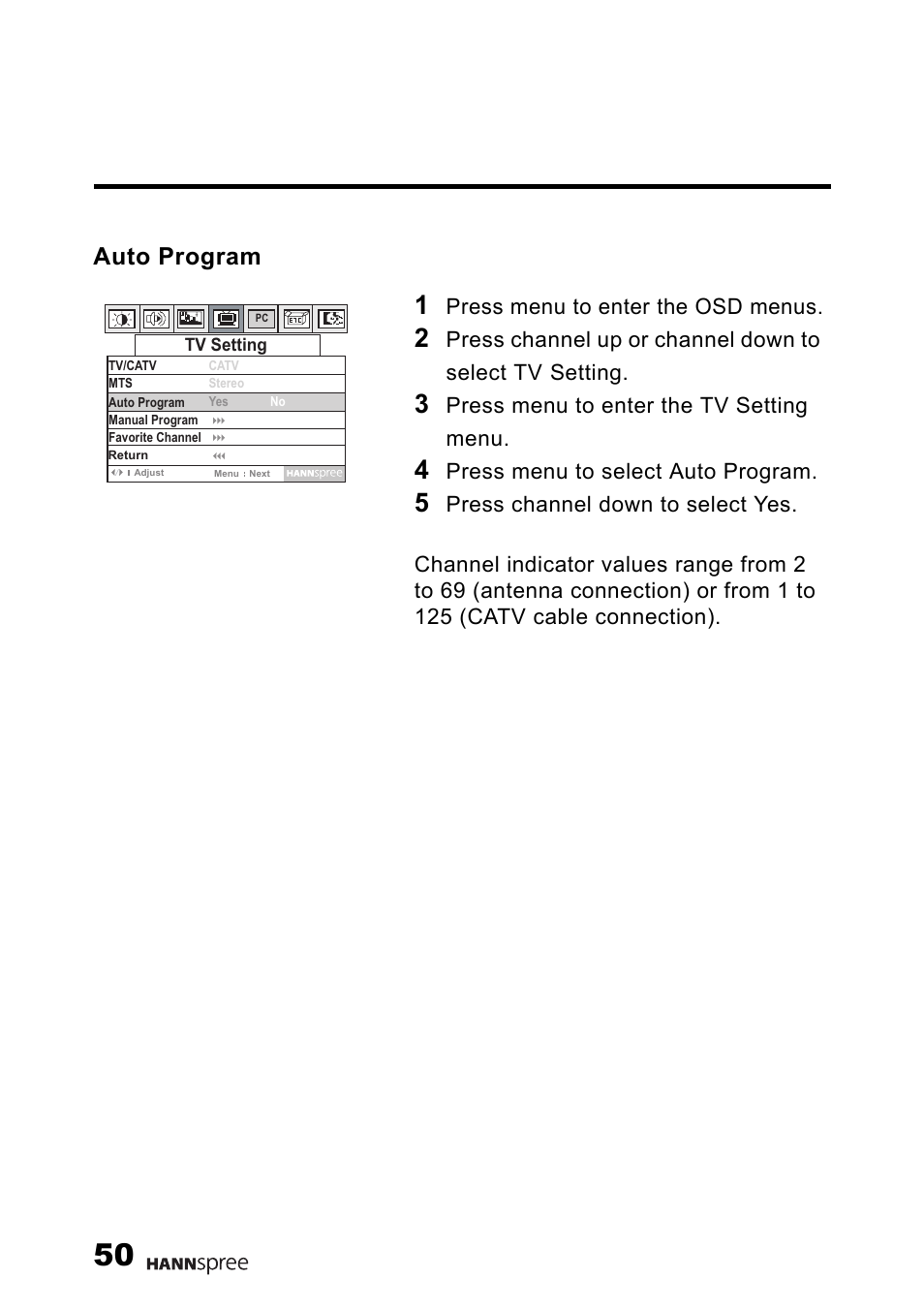 Auto program | HANNspree LT0B-15U1-000 User Manual | Page 51 / 85