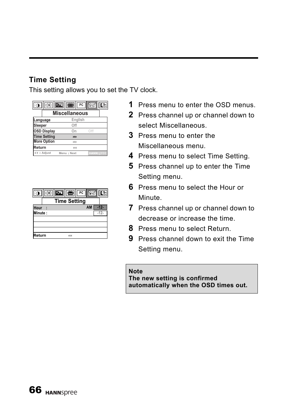 Time setting | HANNspree LT0B-15U1-000 User Manual | Page 67 / 85