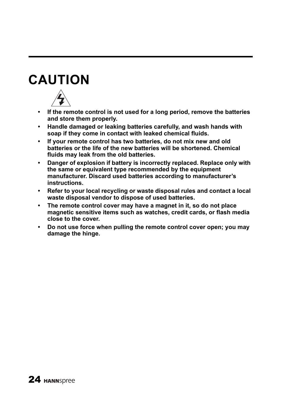 Caution | HANNspree MAK-000039 User Manual | Page 25 / 65