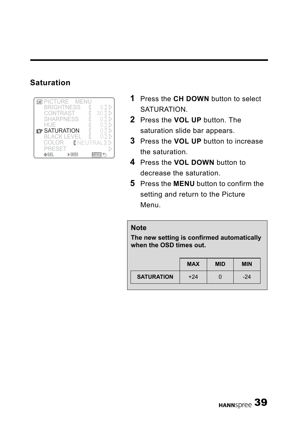 Saturation | HANNspree MAK-000011 User Manual | Page 40 / 69