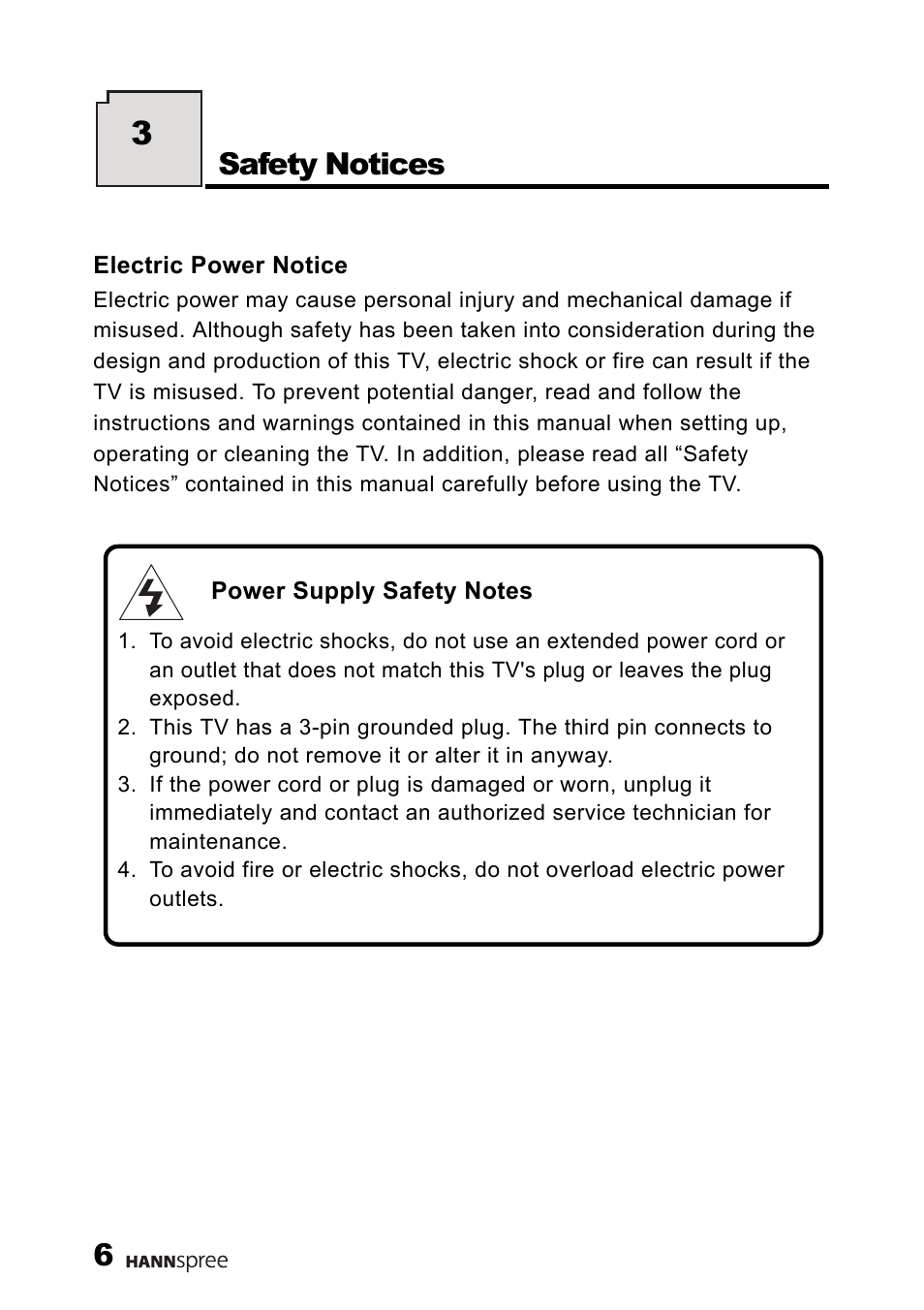 Safety notices | HANNspree MAK-000011 User Manual | Page 7 / 69