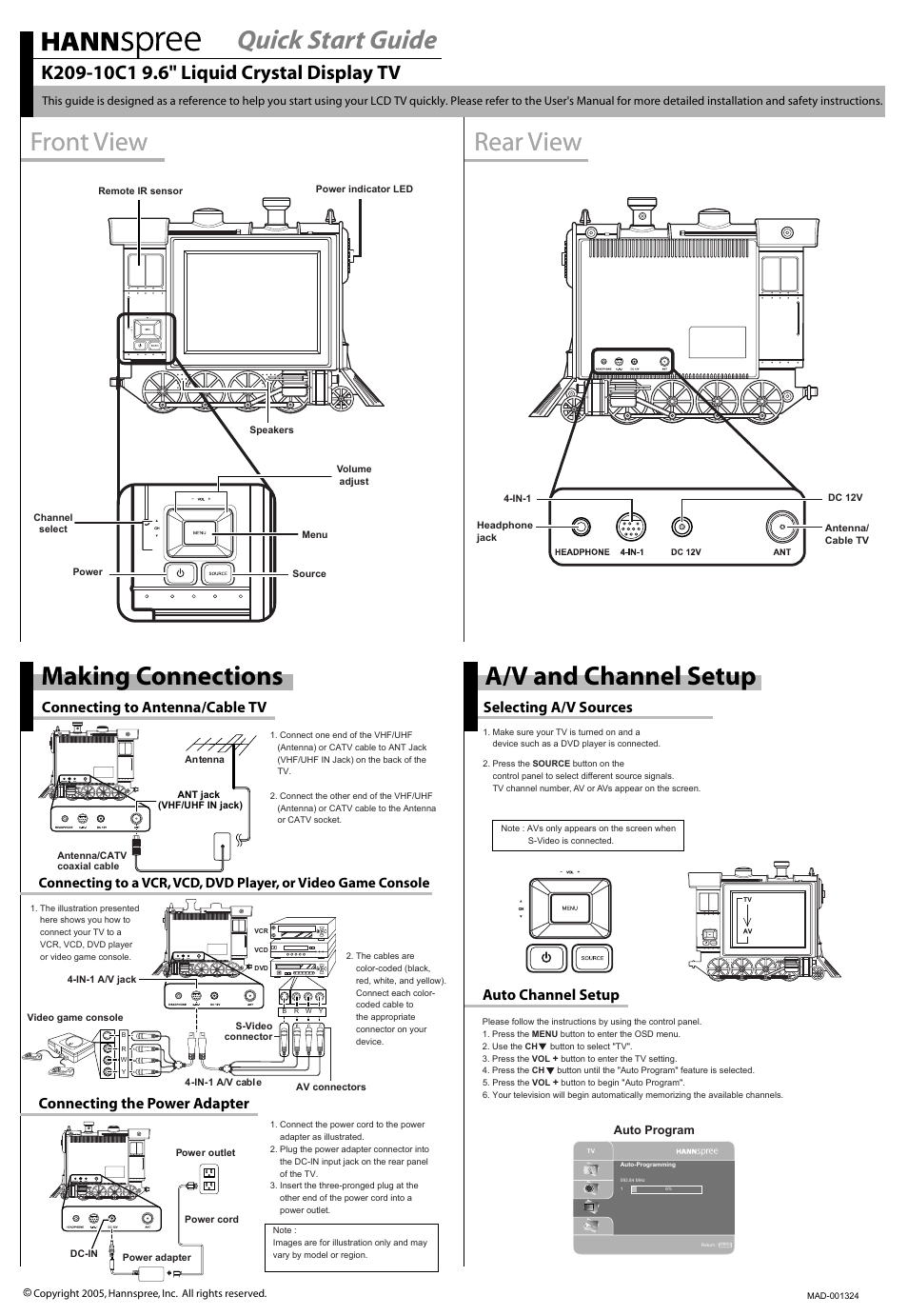 HANNspree 9.6" LIQUID CRYSTAL DISPLAY TV K209-10C1 User Manual | 1 page