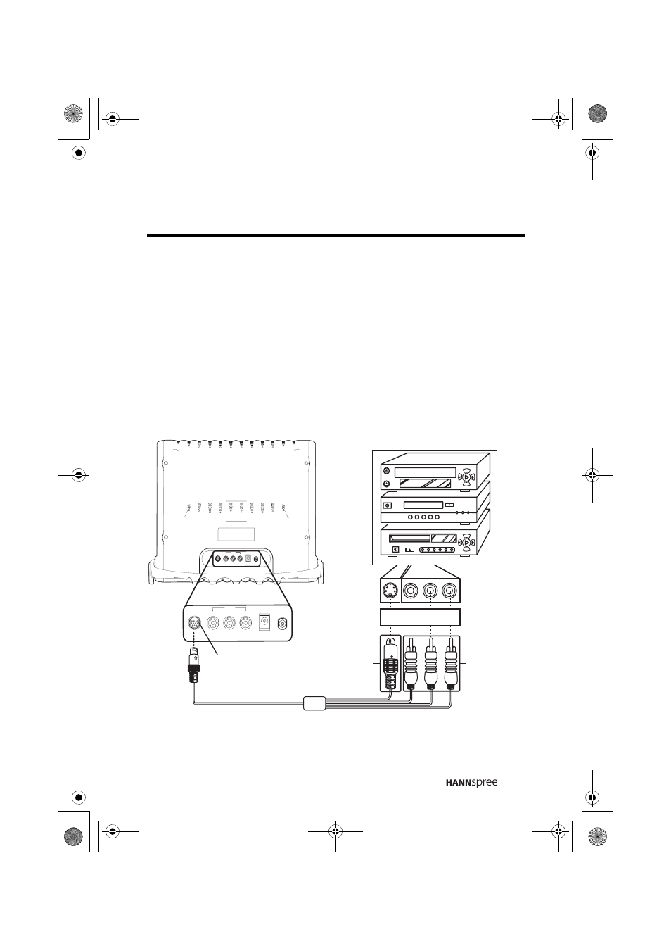 Connecting to av devices, Connecting to a vcr, vcd or dvd player | HANNspree MAC-001029 ST48-12A1 User Manual | Page 24 / 56