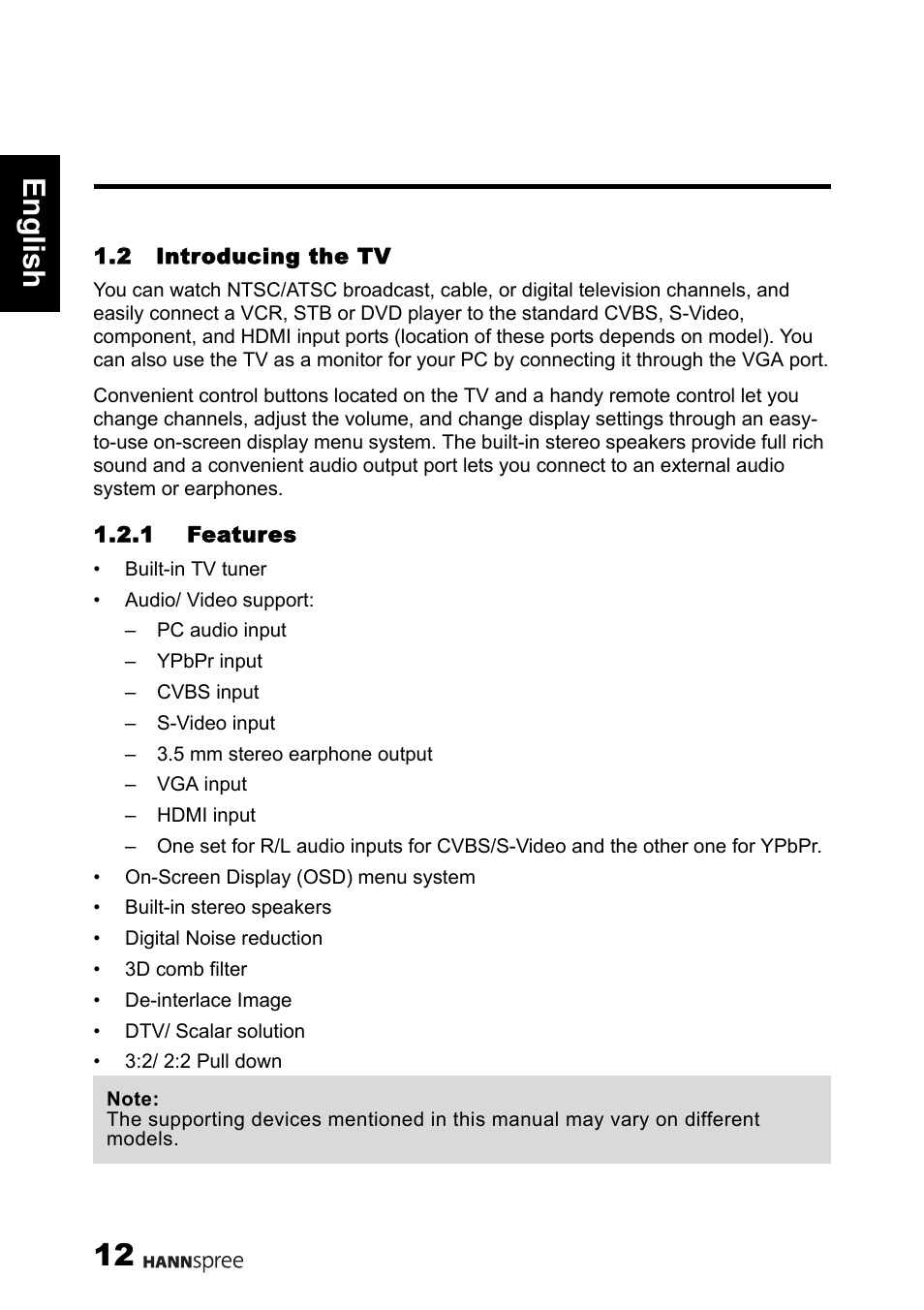12 engli sh | HANNspree 1506-060B000 User Manual | Page 13 / 51