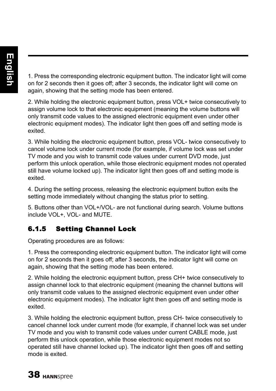 38 engli sh | HANNspree 1506-060B000 User Manual | Page 39 / 51