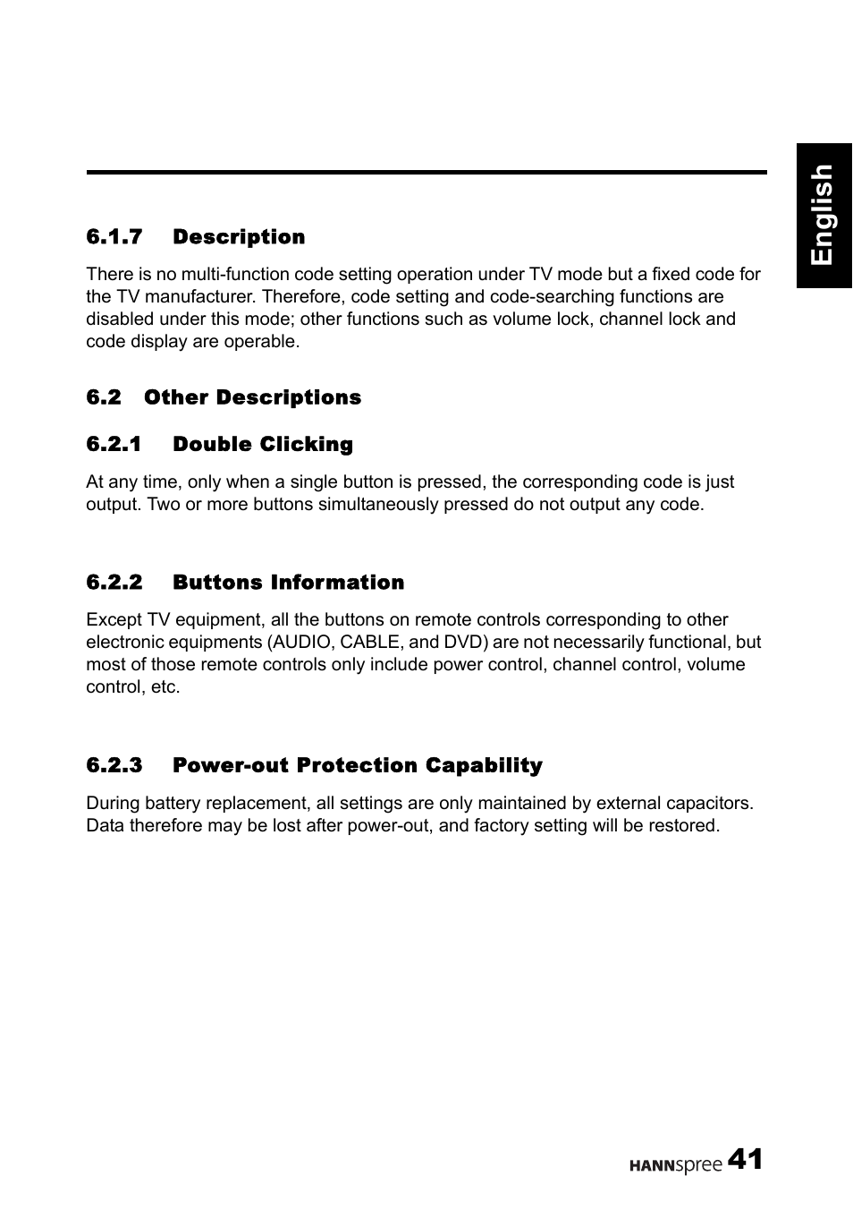 41 english | HANNspree 1506-060B000 User Manual | Page 42 / 51