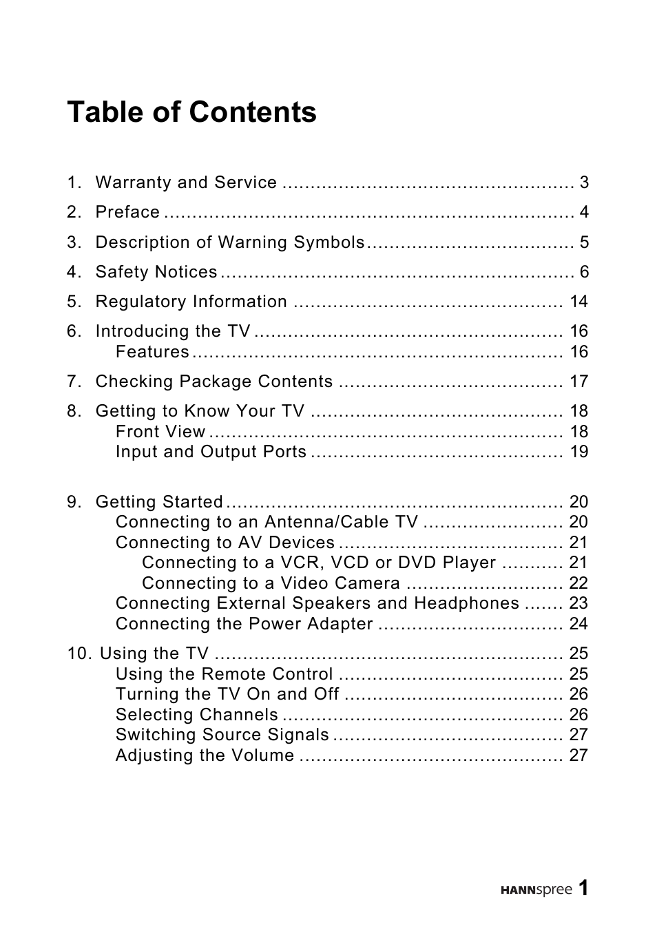 HANNspree 9.6" Liquid Crystal Display LT01-10A1 User Manual | Page 2 / 59