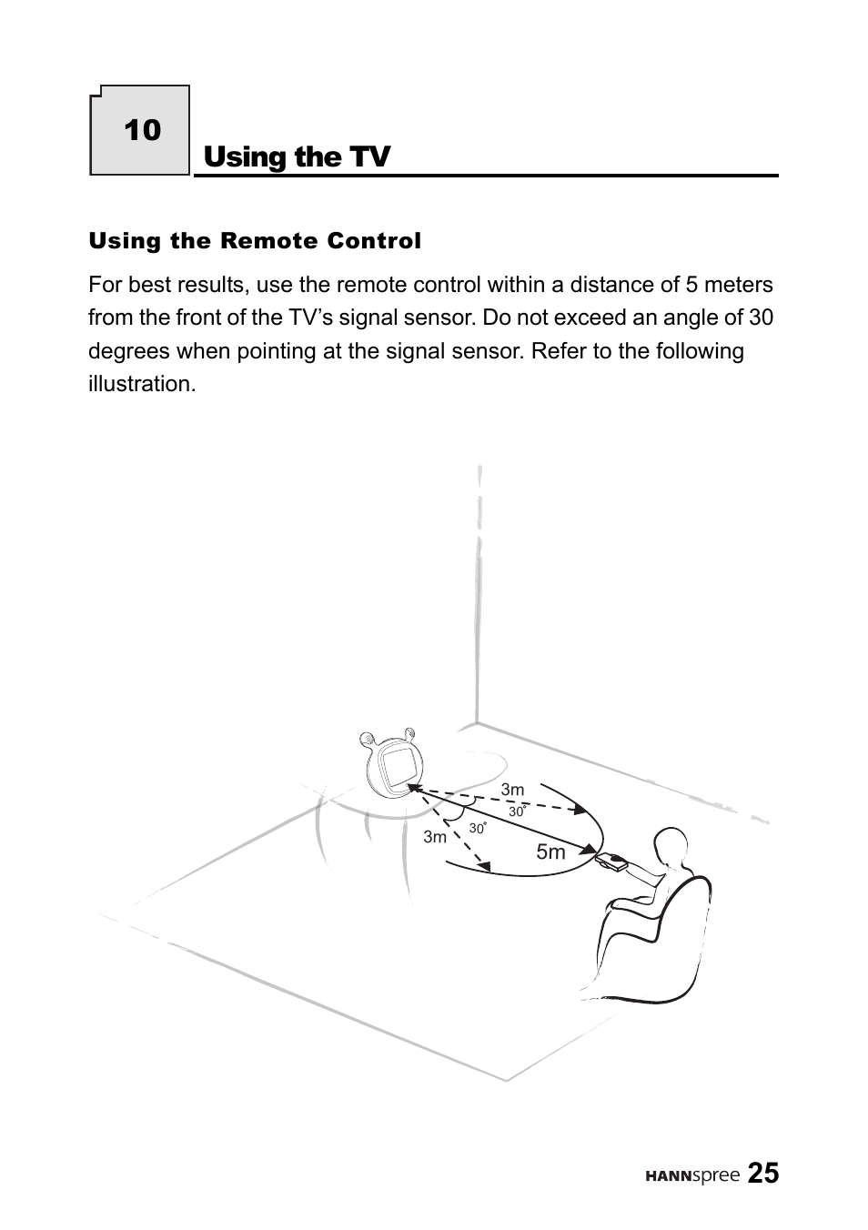 Using the remote control, Using the tv, Using the tv 10 | HANNspree 9.6" Liquid Crystal Display LT01-10A1 User Manual | Page 26 / 59