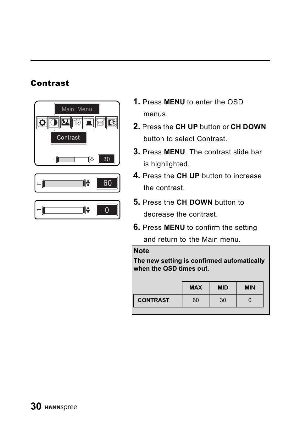 Contrast | HANNspree 9.6" Liquid Crystal Display LT01-10A1 User Manual | Page 31 / 59