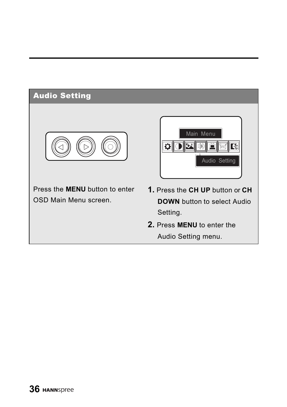 Audio setting | HANNspree 9.6" Liquid Crystal Display LT01-10A1 User Manual | Page 37 / 59