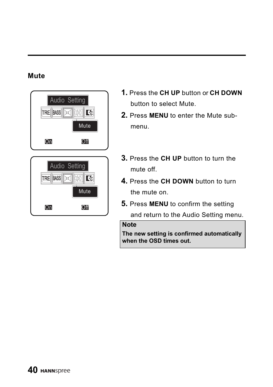 Mute | HANNspree 9.6" Liquid Crystal Display LT01-10A1 User Manual | Page 41 / 59