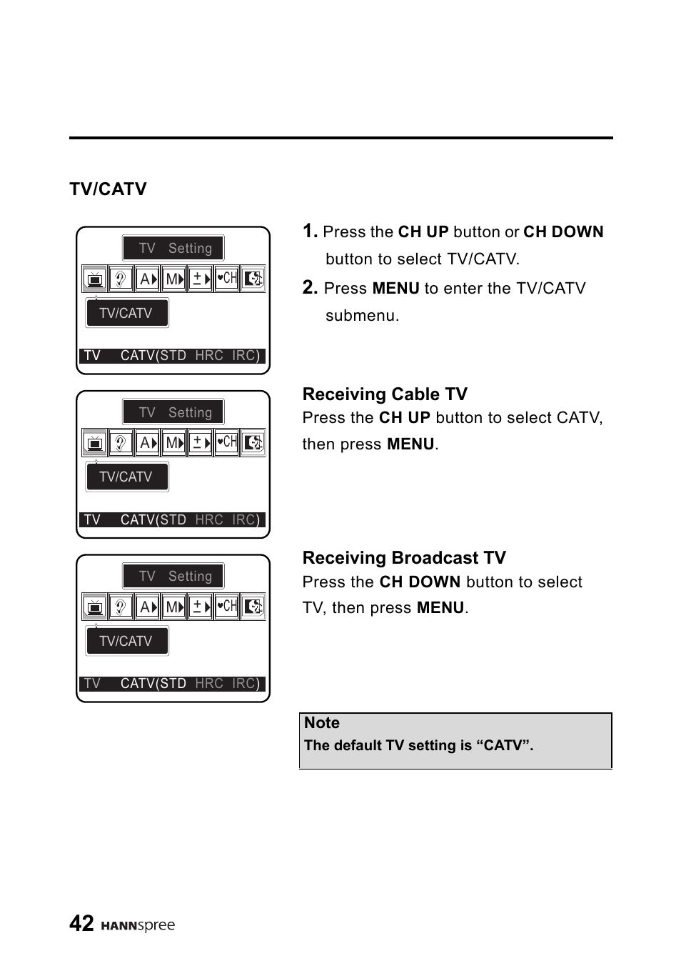 Tv/catv | HANNspree 9.6" Liquid Crystal Display LT01-10A1 User Manual | Page 43 / 59